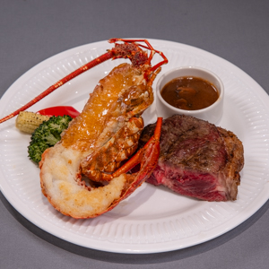 極饗龍蝦佐海膽白酒醬(半尾) x 美國PR板腱牛排 6oz