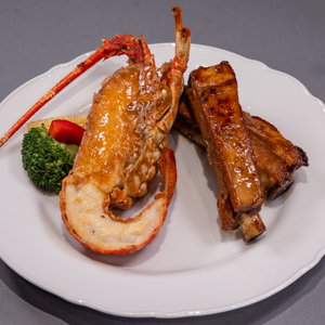 極饗龍蝦佐海膽白酒醬(半尾) x 味噌焦糖豬肋排 6oz